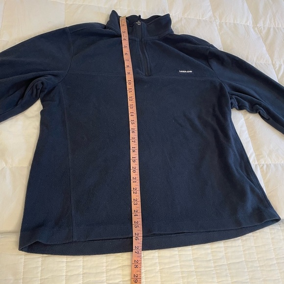 Lands’ End Men’s 3 Quarter Zip Fleece Jacket Pullover.  Navy Blue.  Size Medium - Picture 2 of 12